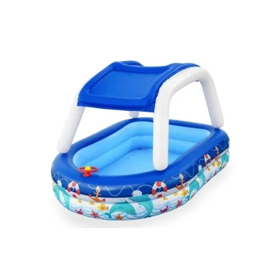 bestway 2.13m x 1.55m x 1.32m sea captain family pool contents 1 pool 1 sun shade repair patch age 3